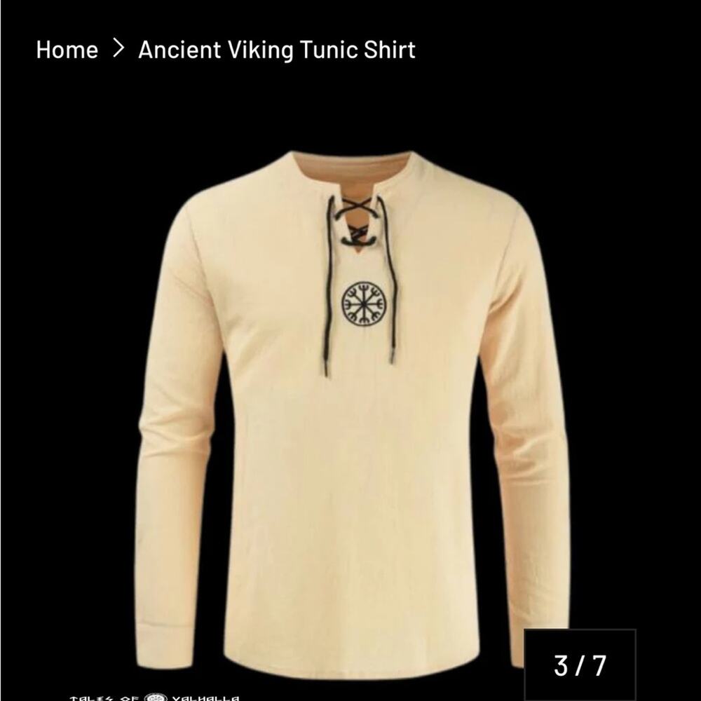 New Tales Of Valhalla Beige Viking Shirt With Embroidery